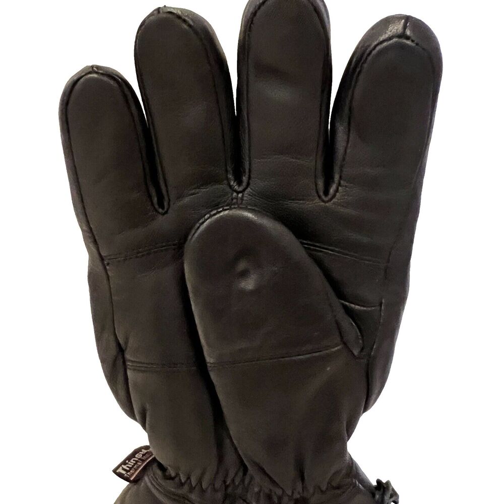 Thinsulate Black Leather Insulated Mens Thermal Lining Motorcycle Gloves Size XL - Picture 3 of 16
